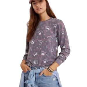 Anthropologie Sol Angeles Good Vibes Fortune Stars Graphic Sweatshirt Size Small